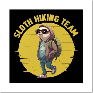 Sloth Harmony: Peaceful Sloth Hiking Team on Casual Tee Posters and Art